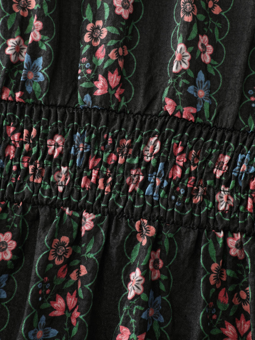 Retro Floral Stripe Tiered Maxi Dress