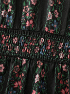 Retro Floral Stripe Tiered Maxi Dress