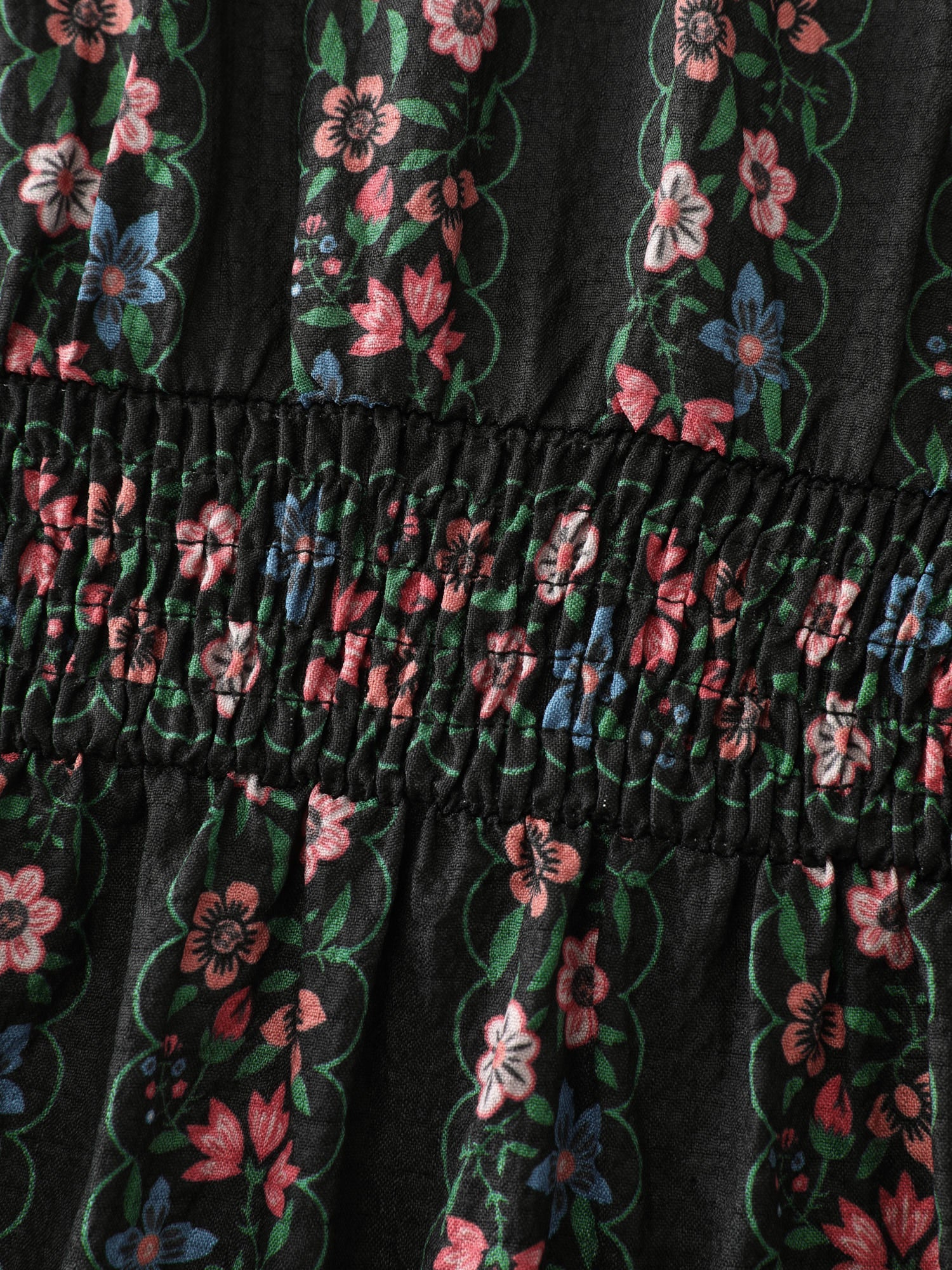 Retro Floral Stripe Tiered Maxi Dress