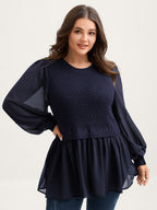 Balloon Sleeve Solid Twofer Sweater