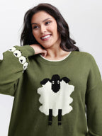 Sheep Pattern Balloon Sleeve Pullover