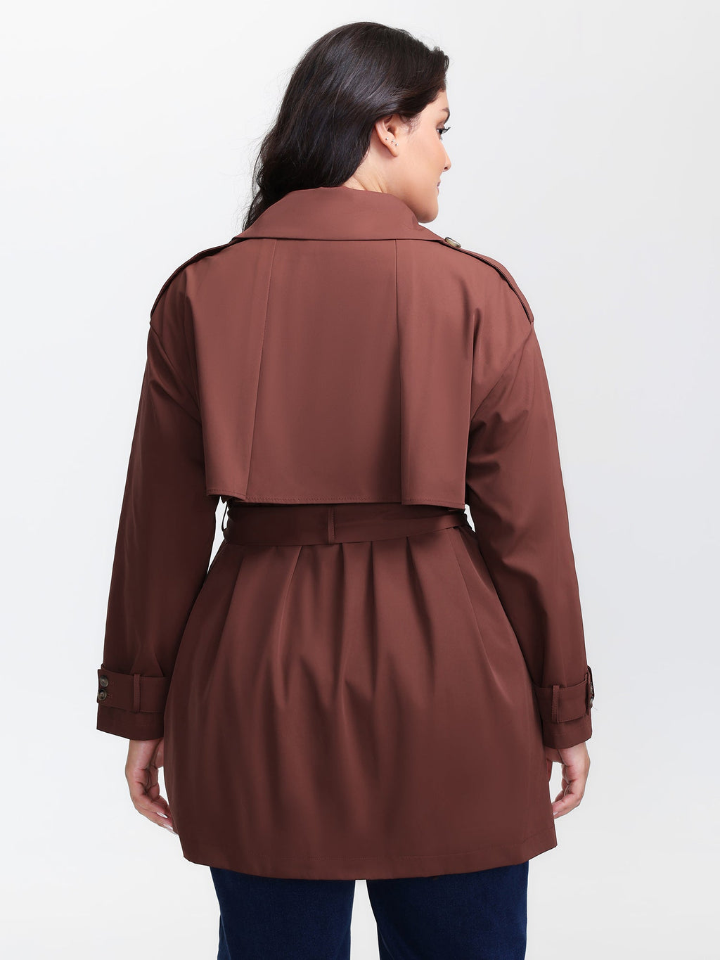 Button Belted Layered Trench Coat