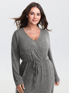 Elastic Waist Overlap Collar Lounge Jumpsuit