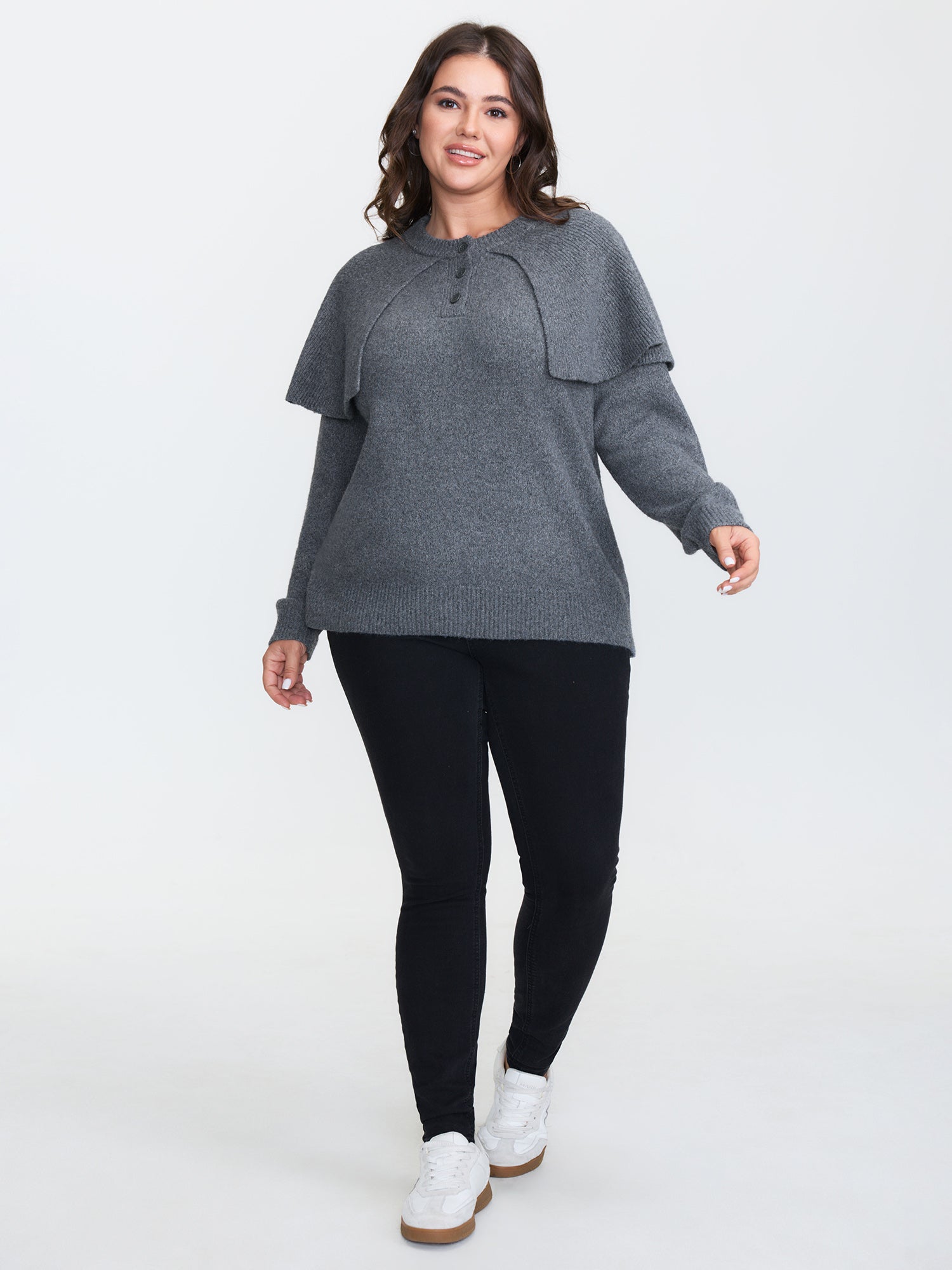2-In-1 Cape Button Pullover