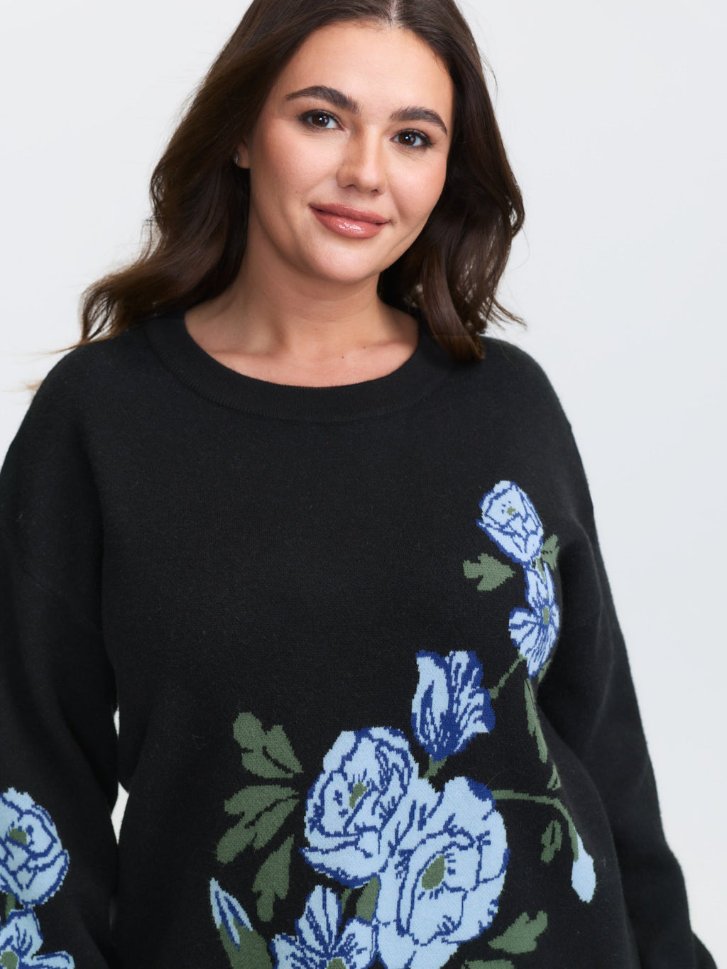 Rosy Jacquard Drop Shoulder Pullover