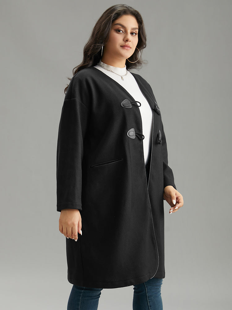 Plain Duffle Button Pocket Coat