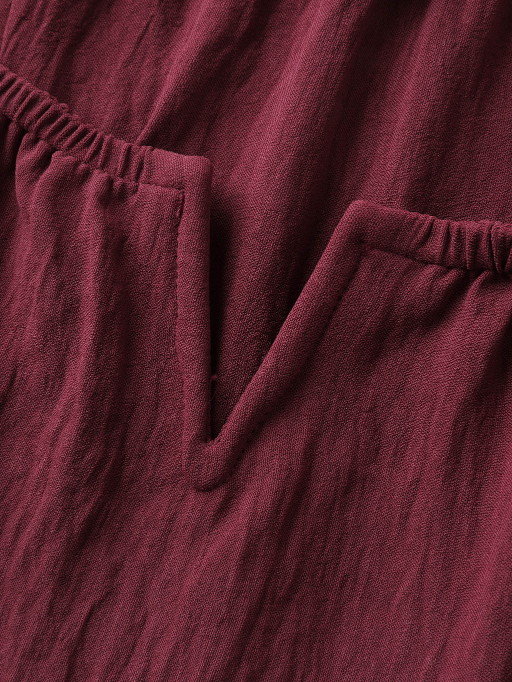 Stretchy Neckline Waist-Cinched Solid Blouse