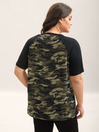 Camouflage Print Raglan Sleeve T-Shirt