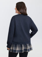 Plaid Pattern Layered Stretchy Sweatshirt