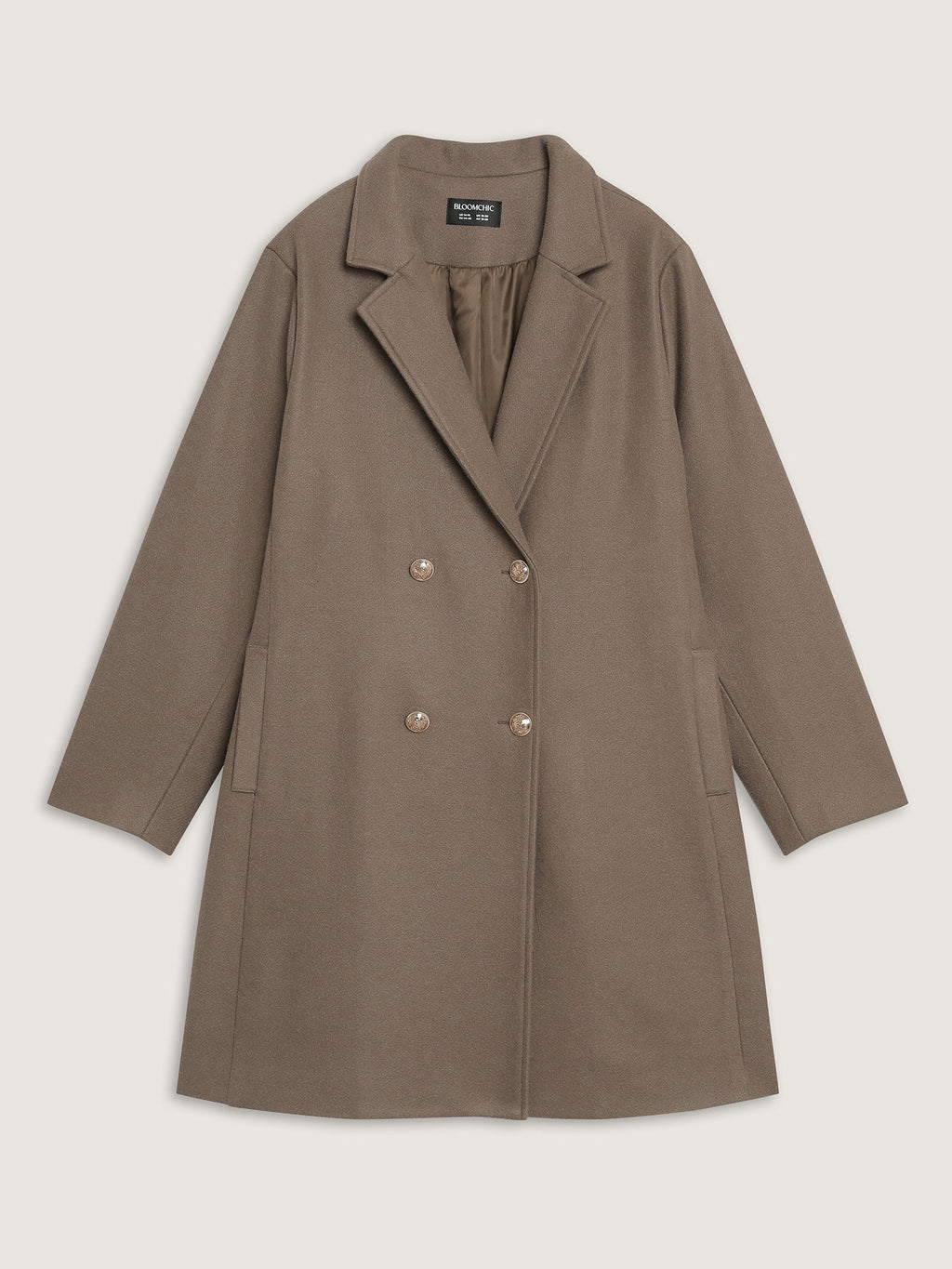 Double-Breasted Pockets Notched Lapels Coat