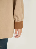 Two Tone Button Through Patchwork Coat