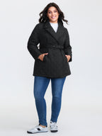 Quilted Adjustable Belt Solid Color Coat