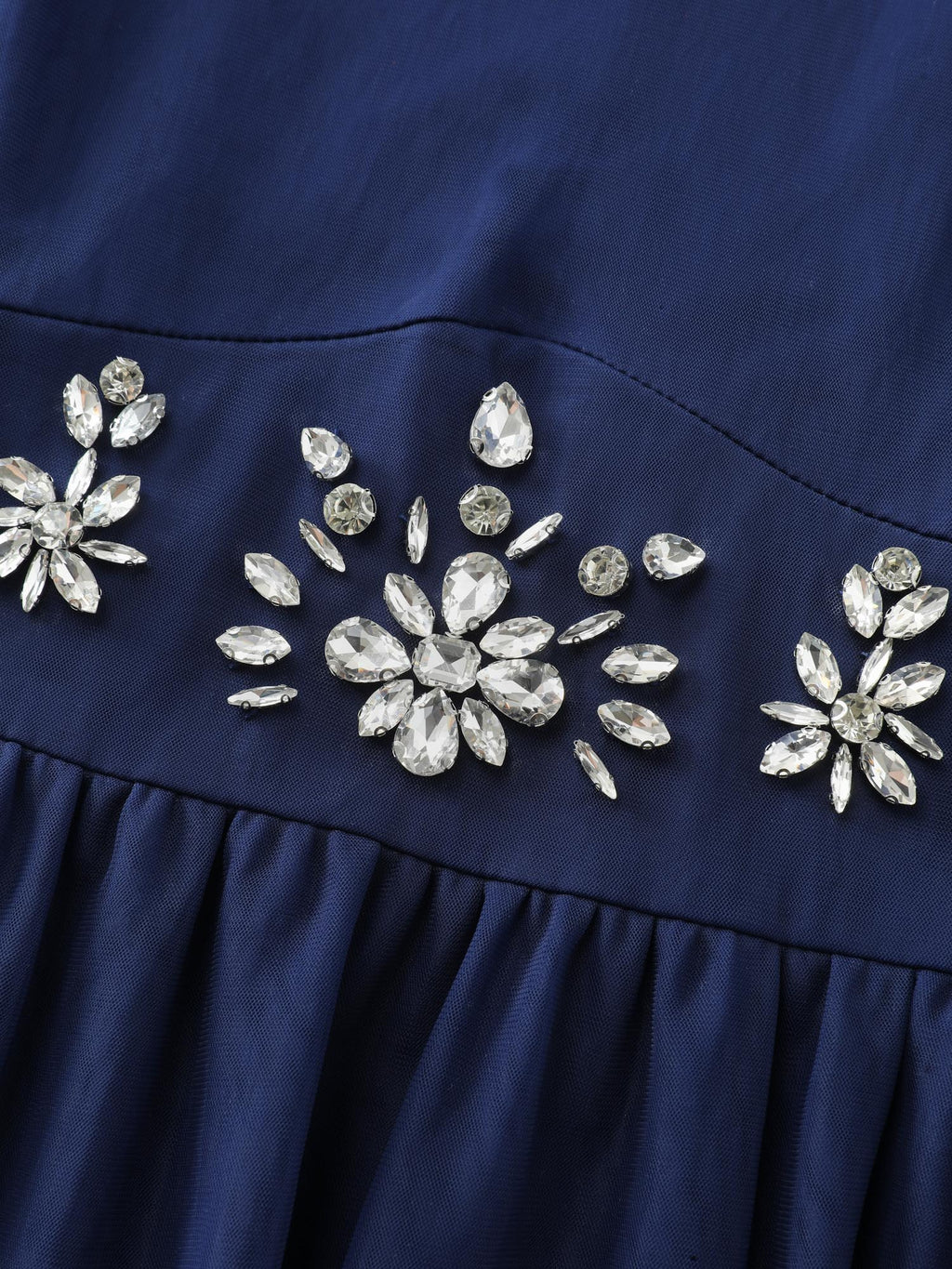 Rhinestone Triangular Mesh Cinched-Waist Maxi Dress