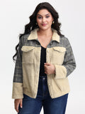 Plush Patchwork Patch Pockets Jacket