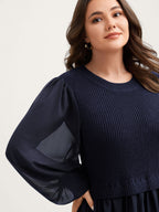 Balloon Sleeve Solid Twofer Sweater