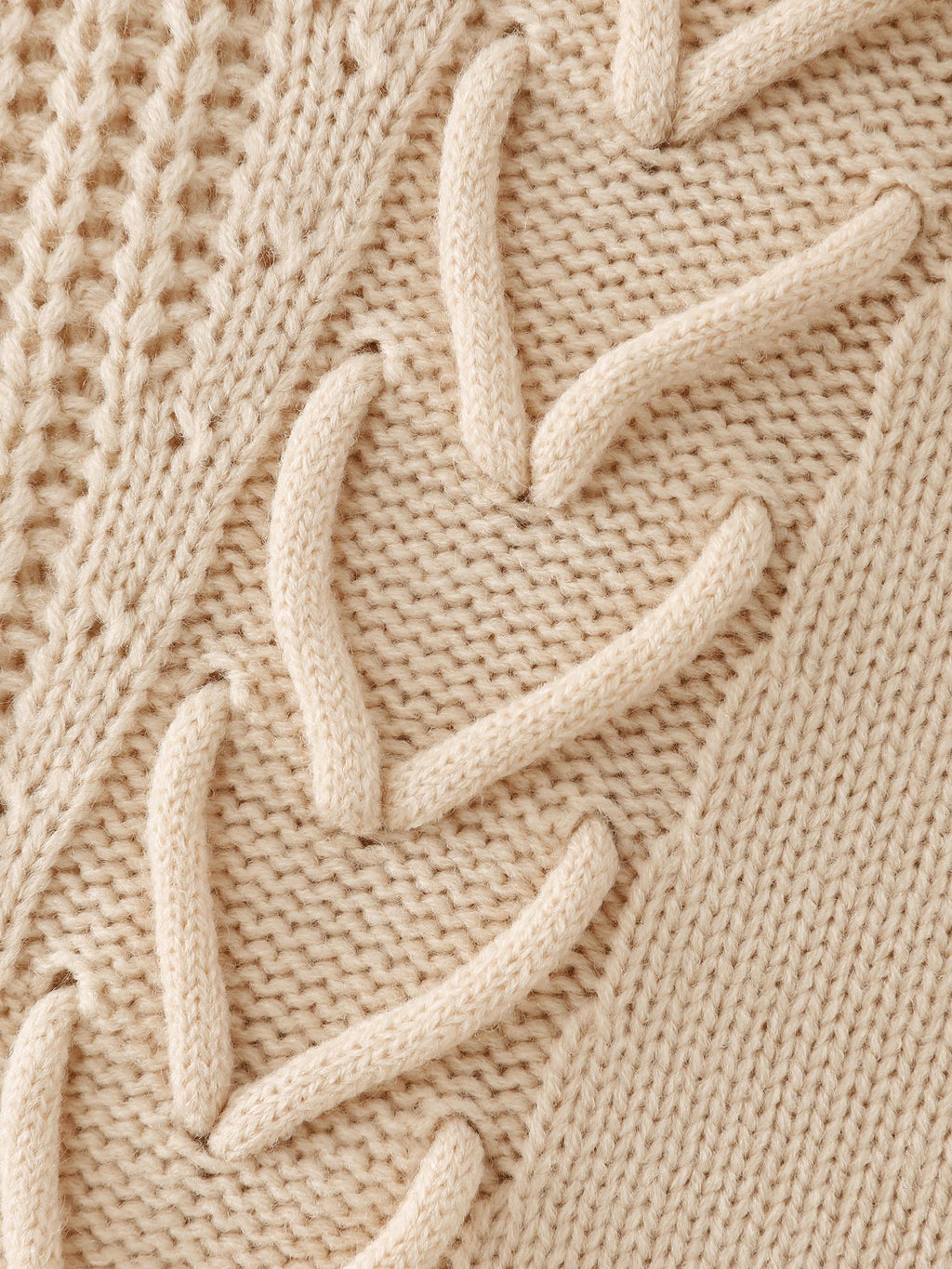 Turtleneck Poncho Cable Knit Pullover