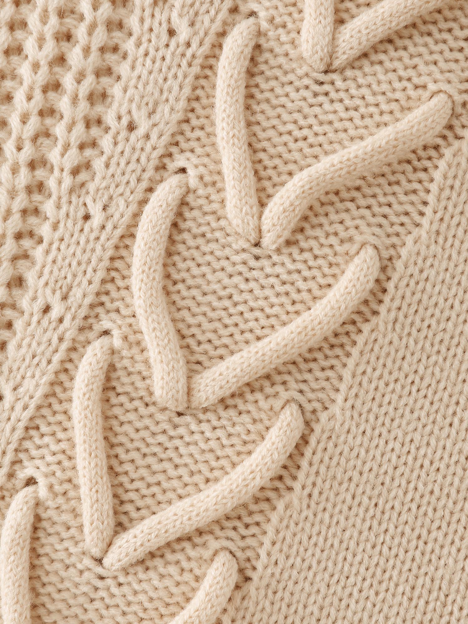 Turtleneck Poncho Cable Knit Pullover