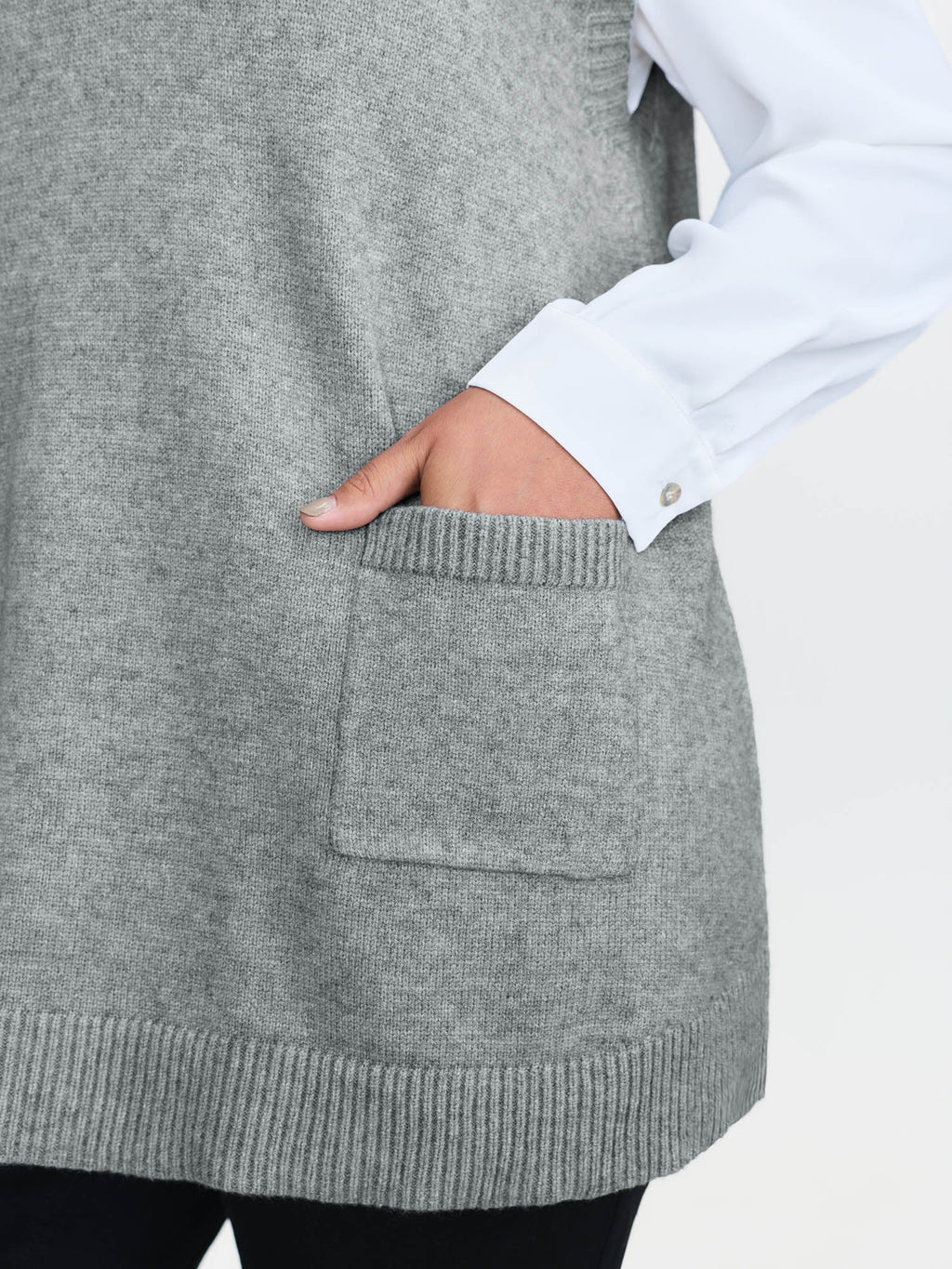 A-Line Pockets V-Neck Pullover