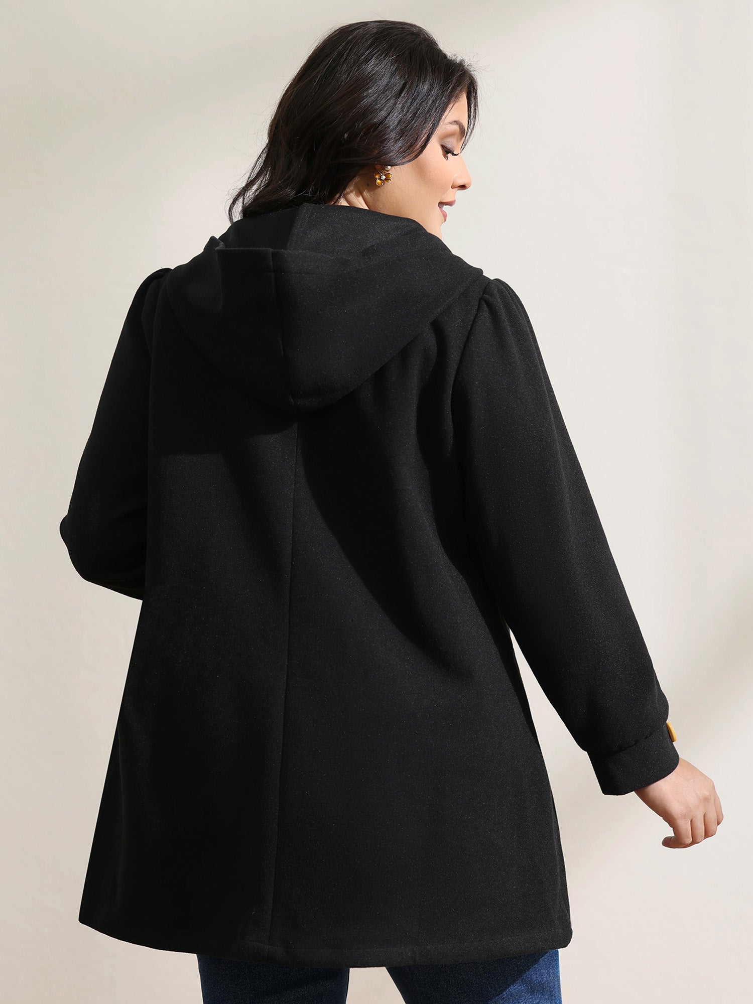 Colorful Buttons Hooded Pocket Coat