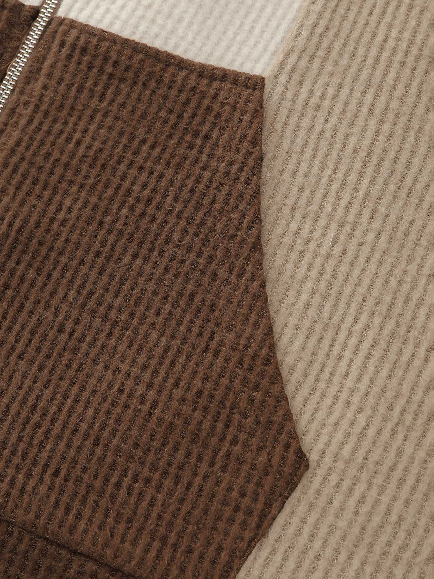 Hooded Colorblock Zipper Jacket