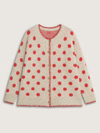 Polka Dots Jacquard Buttons Knit Cardigan