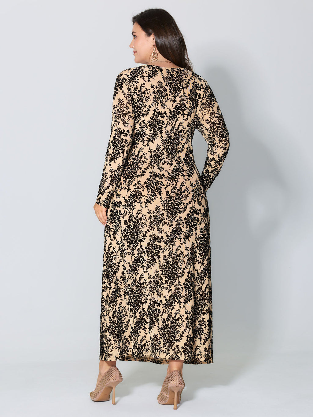 Floral Print Belted Waist-Defining Maxi Dress
