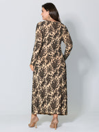 Floral Print Belted Waist-Defining Maxi Dress