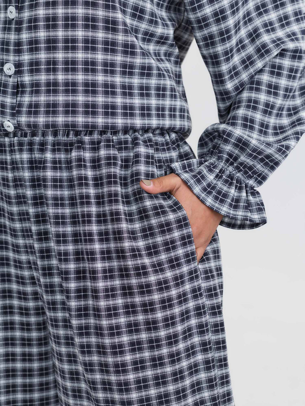 Gingham Ruffled Hem Loungewear Set