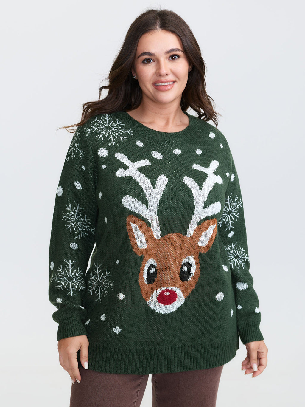 Deer Snowflake Pattern Jacquard Pullover