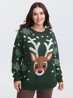 Deer Snowflake Pattern Jacquard Pullover