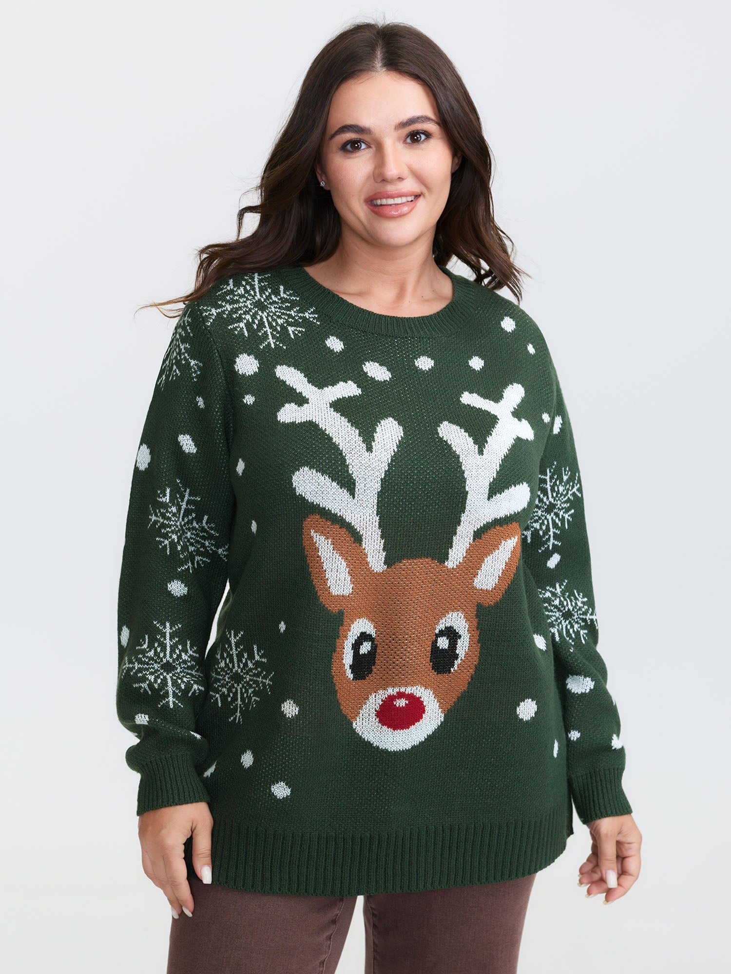 Deer Snowflake Pattern Jacquard Pullover
