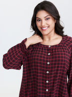 Gingham Ruffled Hem Loungewear Set