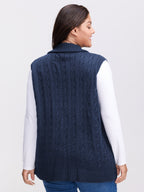 Cable Zipper Sleeveless Knit Cardigan