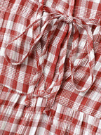 Sweet Plaid Pattern Pockets Midi Dress