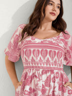 Boho Print Fit Flare Pockets Midi Dress