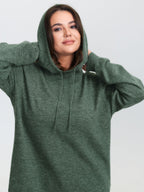 Hooded Turtleneck Plain Pullover
