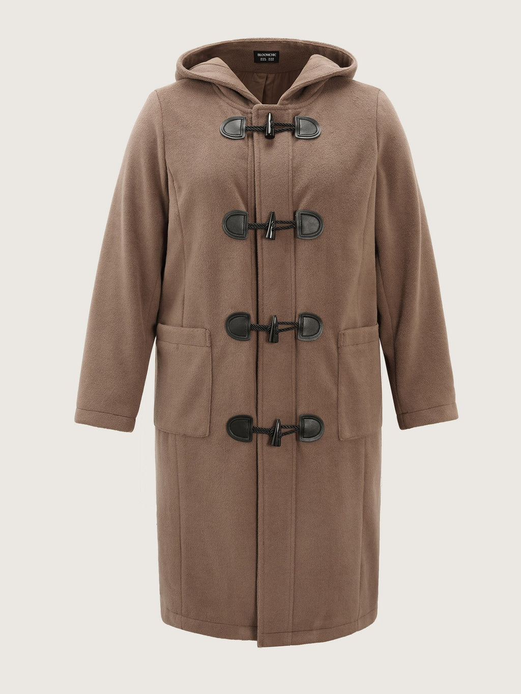 Hooded Relaxed-Fit Horn Button Long Coat