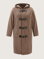 Hooded Relaxed-Fit Horn Button Long Coat