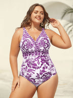 Two-Piece Floral Print Ruched Mesh Swimsuit, Sarong