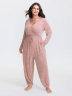 Elastic Waist Overlap Collar Lounge Jumpsuit