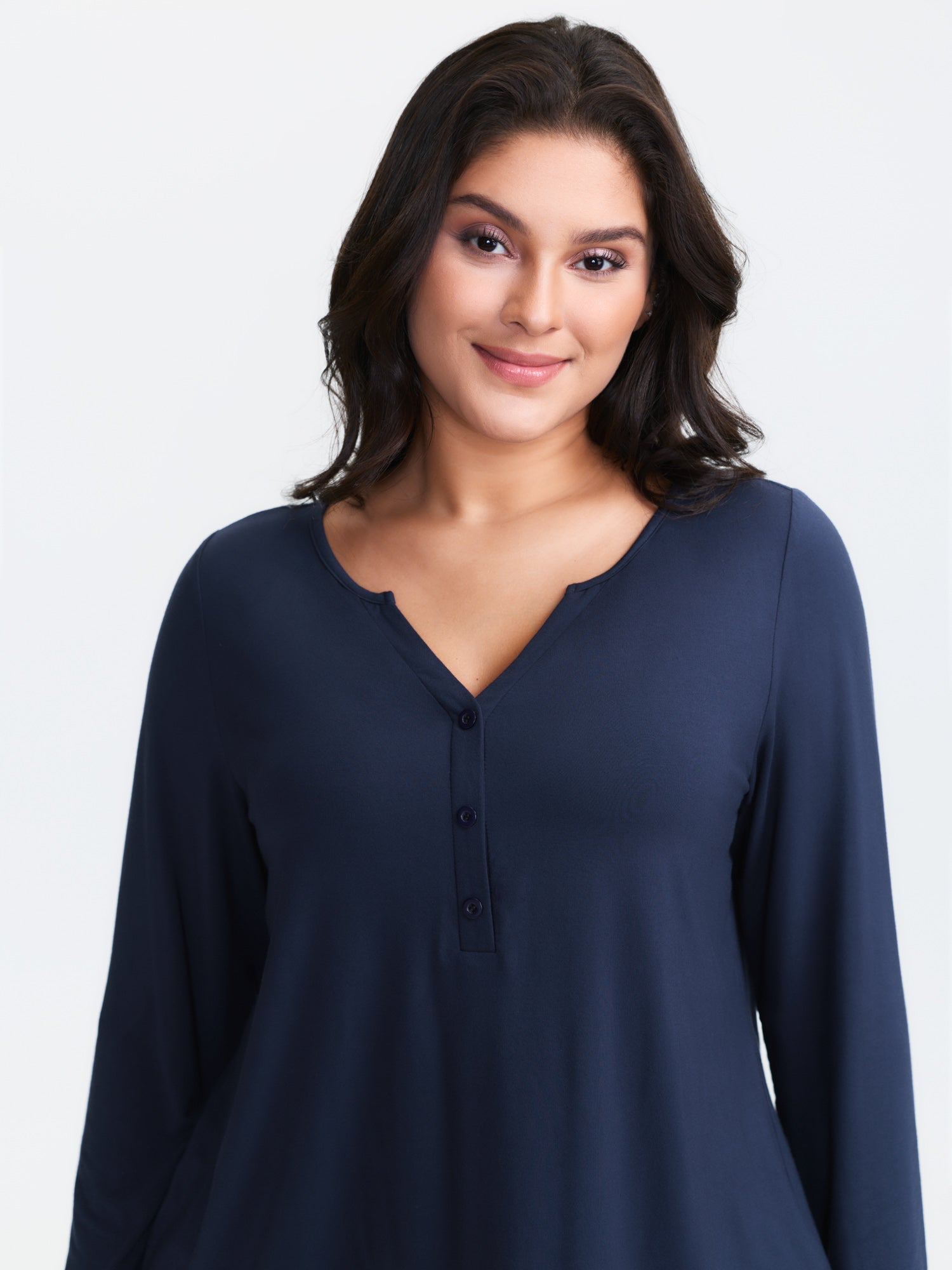 Supersoft Button Placket Solid T-Shirt