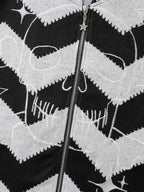 Wavy Stripe Skull Embroidery Zipper Hoodie