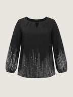 Shimmery Cut-Out Neck Blouse