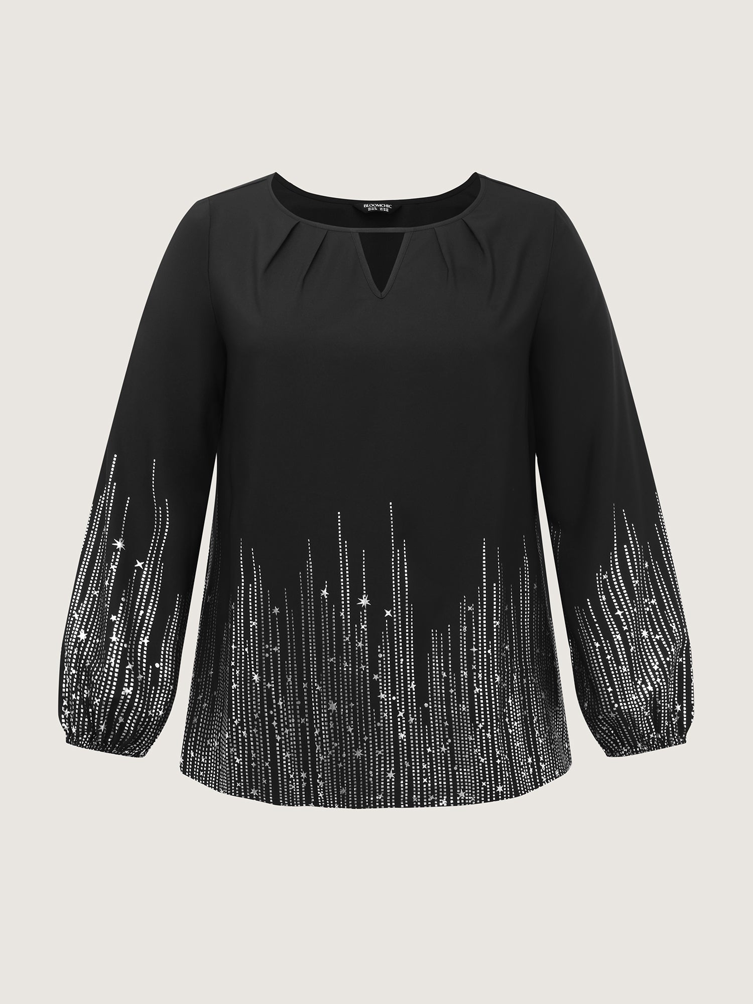 Shimmery Cut-Out Neck Blouse