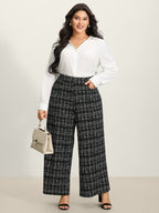 Tweed Texture Wide-Leg Pants