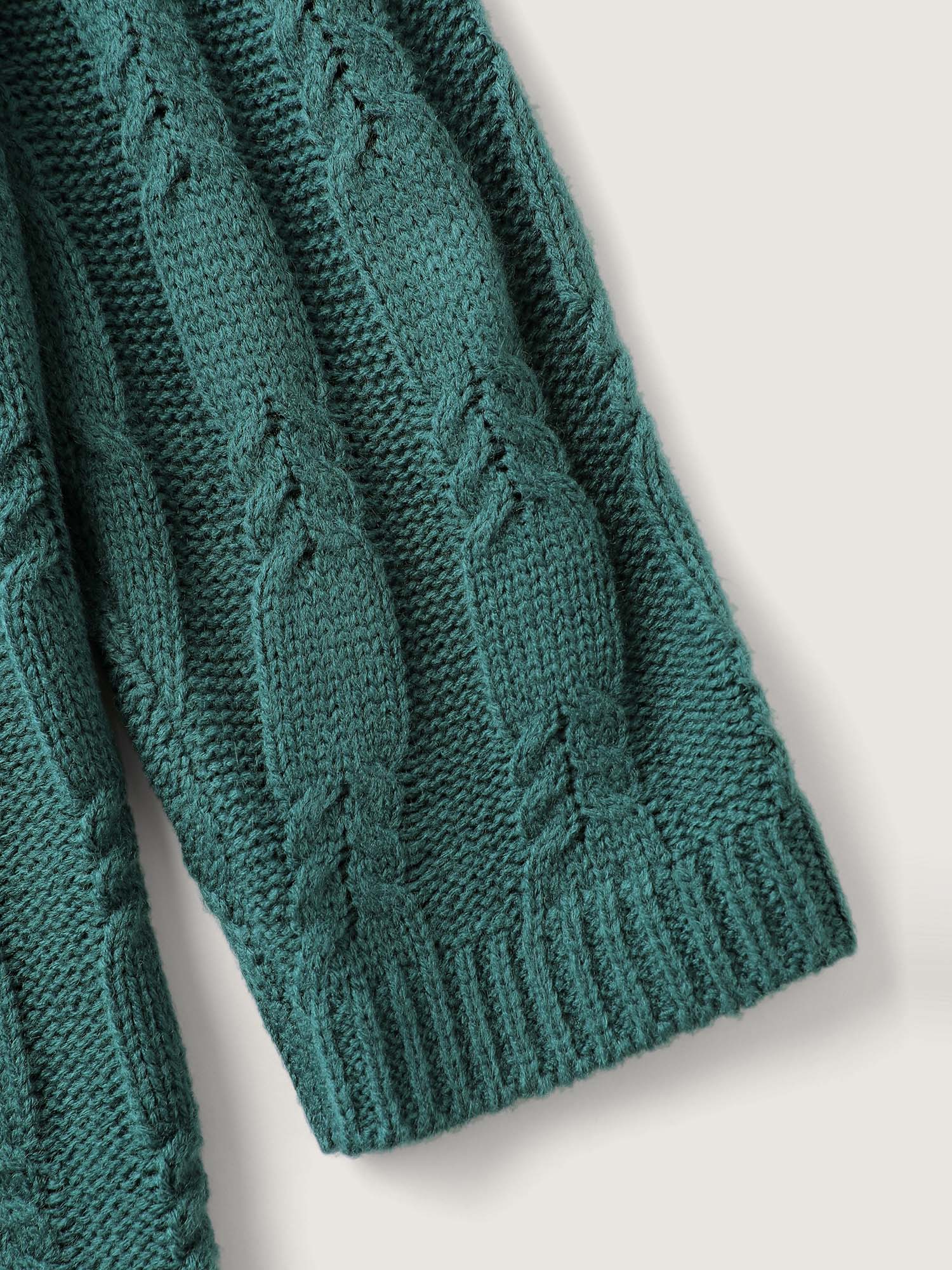 Cable Knit Textured V-Neck Pullover