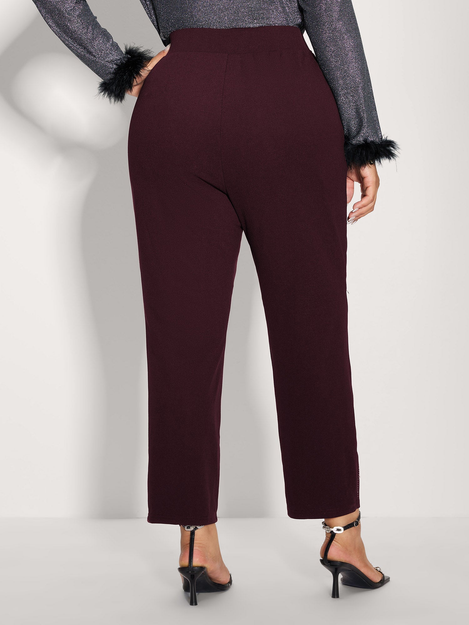 Stretchy Diamond Detail Hem Pants