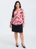 Rosy Romance Sweetheart Neckline Stretchy Blouse