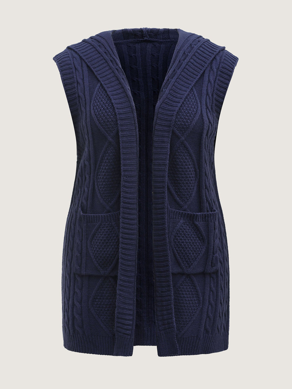 Twisted Hooded Sleeveless Knit Cardigan