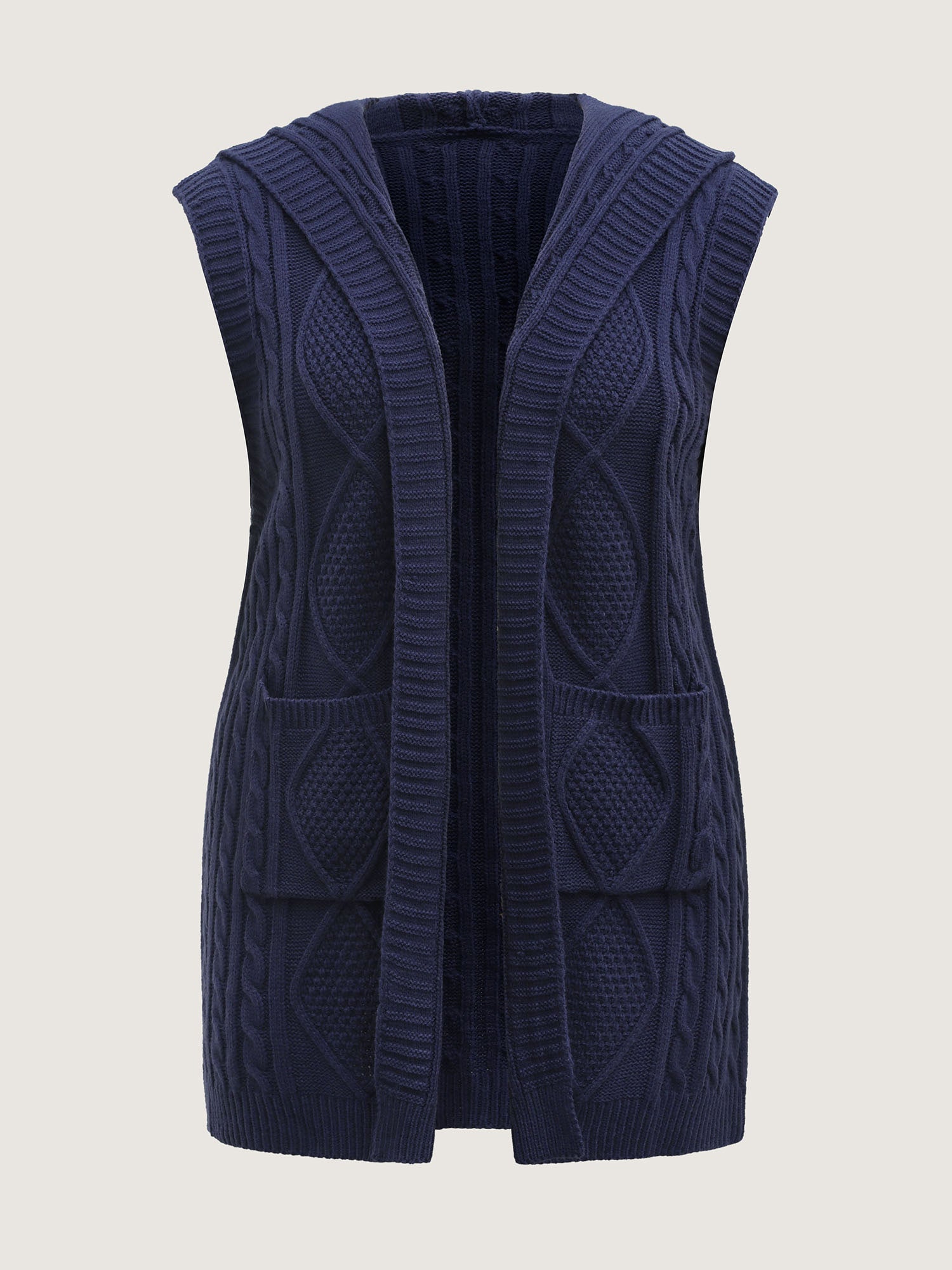 Twisted Hooded Sleeveless Knit Cardigan